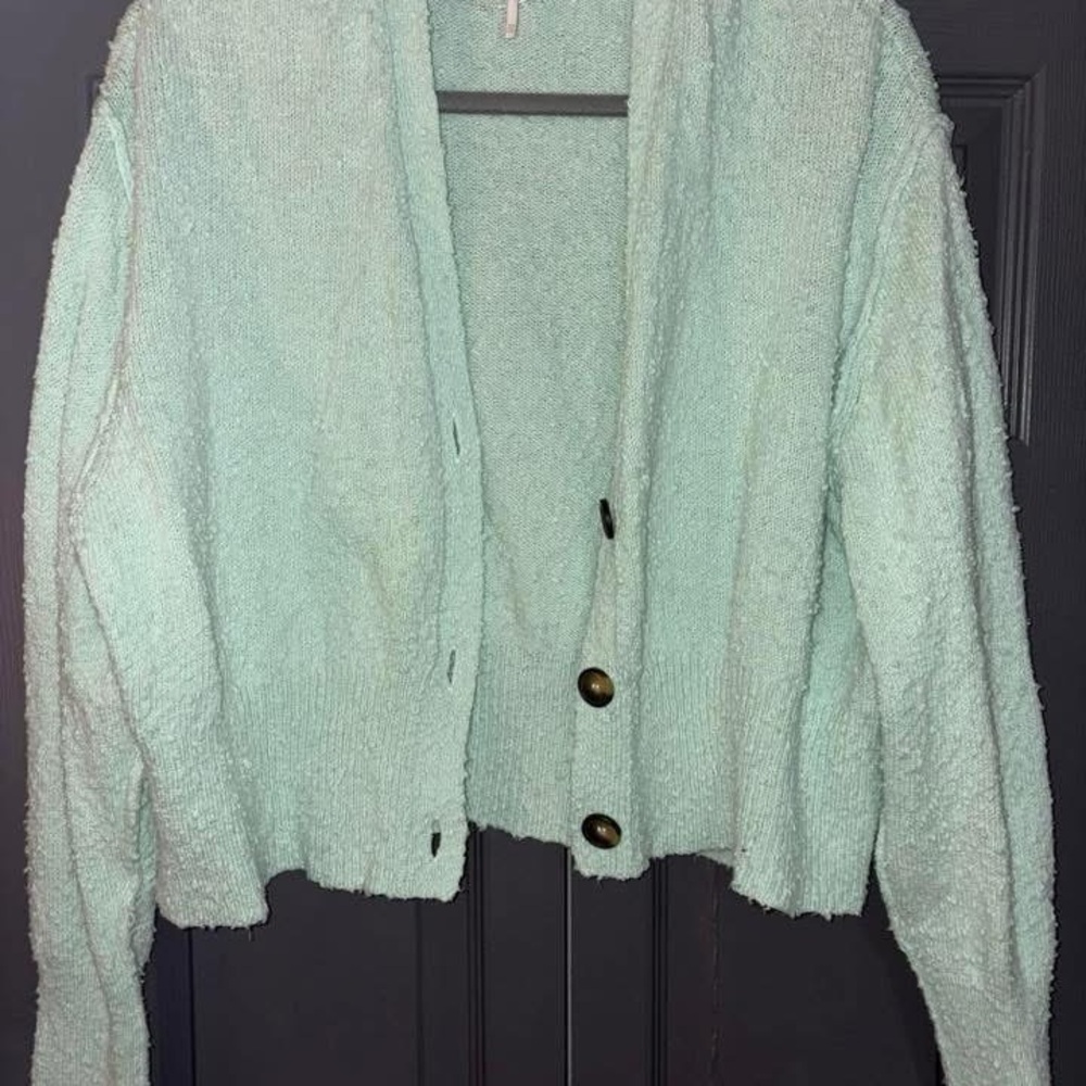 Free People Light Green Cardigan Sweater